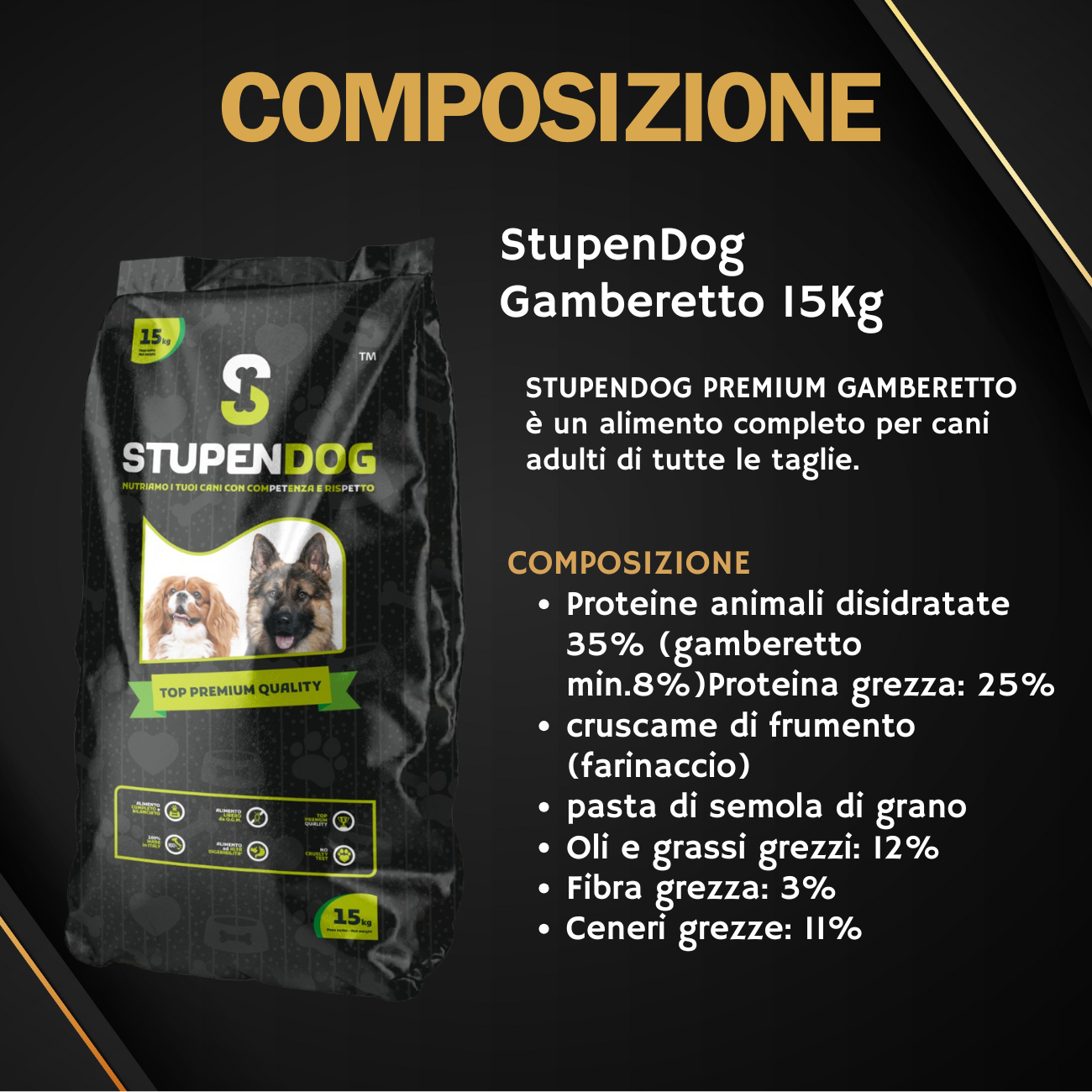 Crocchette Gamberetto 15 kg StupenDog
