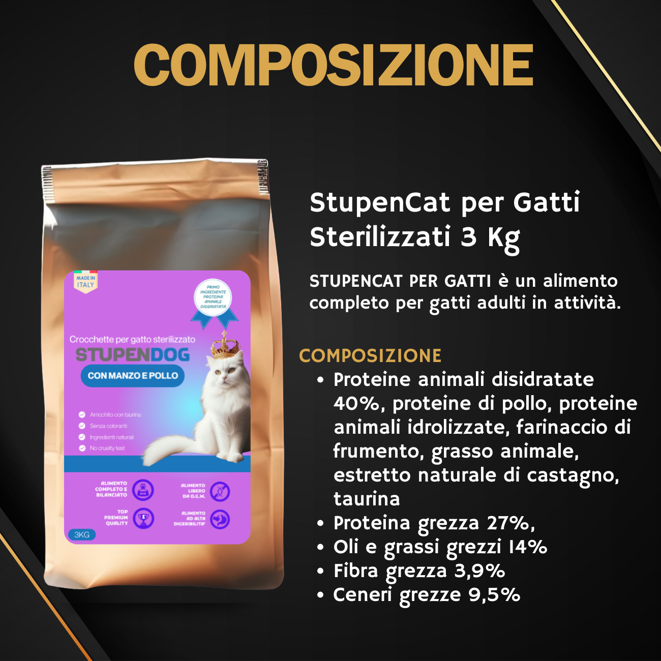 Croccantini 3kg Gatti Sterilizzati StupenCat