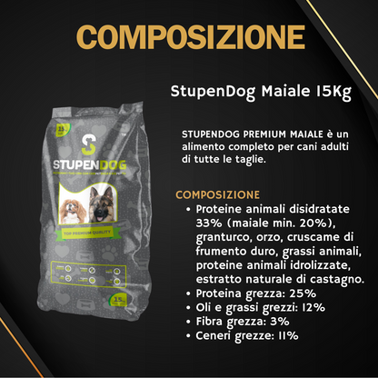 Crocchette Premium Maiale 15kg StupenDog