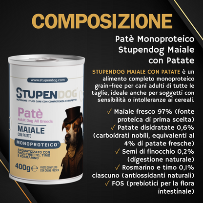 Patè Monoproteico Stupendog Maiale con Patate 12pz