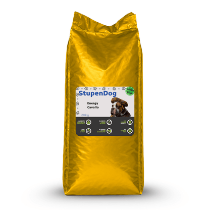 Crocchette Gold Energy Cavallo 20kg StupenDog, crocchette per cani per migliorare l'appetito e la salute dentale.