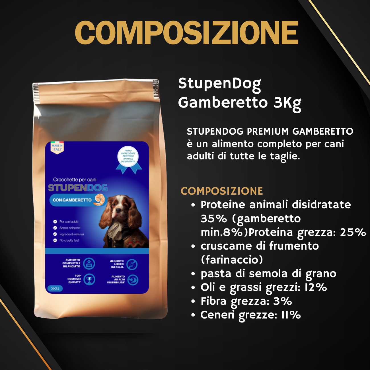 Crocchette 3 kg Gamberetto StupenDog
