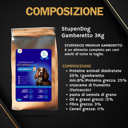 Crocchette 3 kg Gamberetto StupenDog