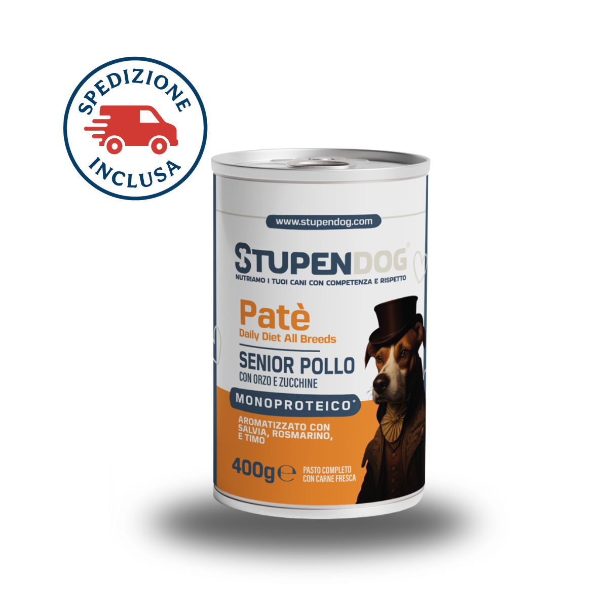 Patè Monoproteico Stupendog Senior Pollo con Orzo e Zucchine 12pz