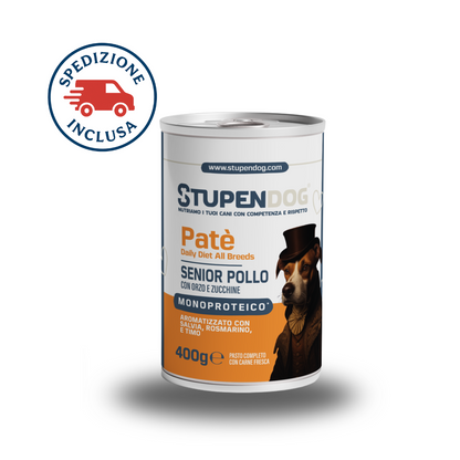 Patè Monoproteico Stupendog Senior Pollo con Orzo e Zucchine 12pz