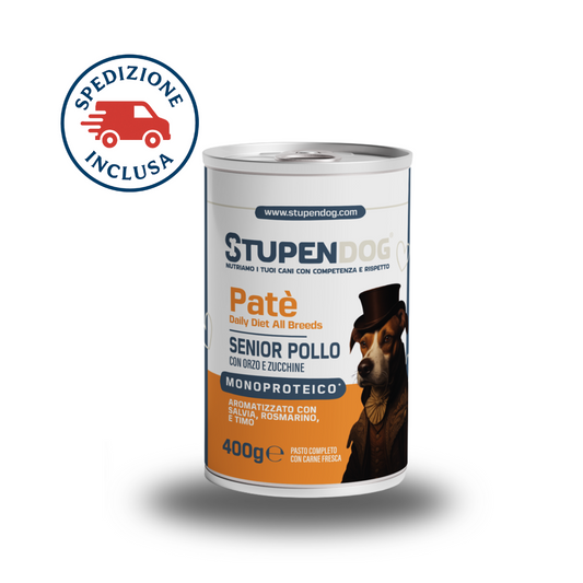 Patè Monoproteico Stupendog Senior Pollo con Orzo e Zucchine 12pz