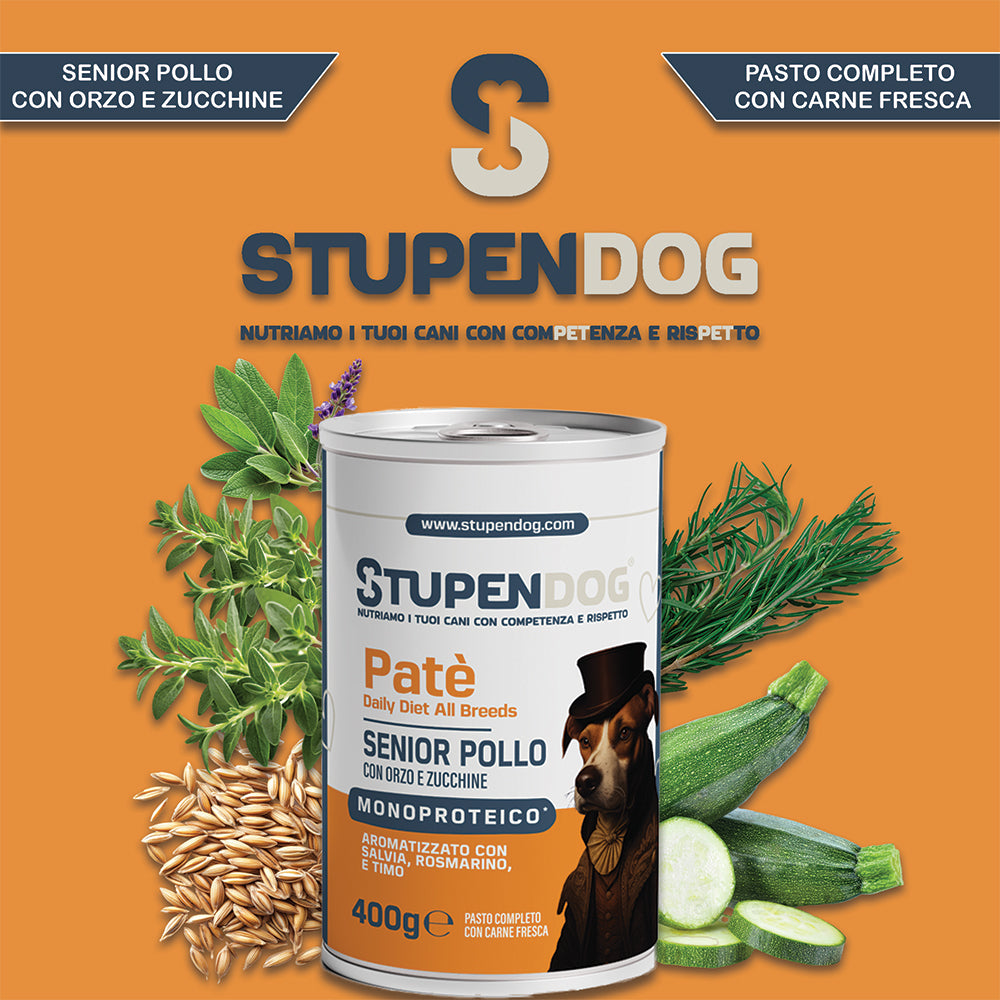 Patè Monoproteico Stupendog Senior Pollo con Orzo e Zucchine 12pz