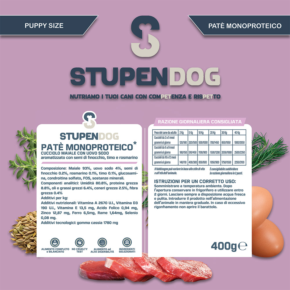 Patè Monoproteico Stupendog Cucciolo Maiale 12pz